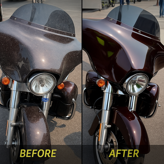 WASH&WHIPS MotoPro Motorcycle Detailing Kit - Bug Remover, Leather Care, Ceramic Spray