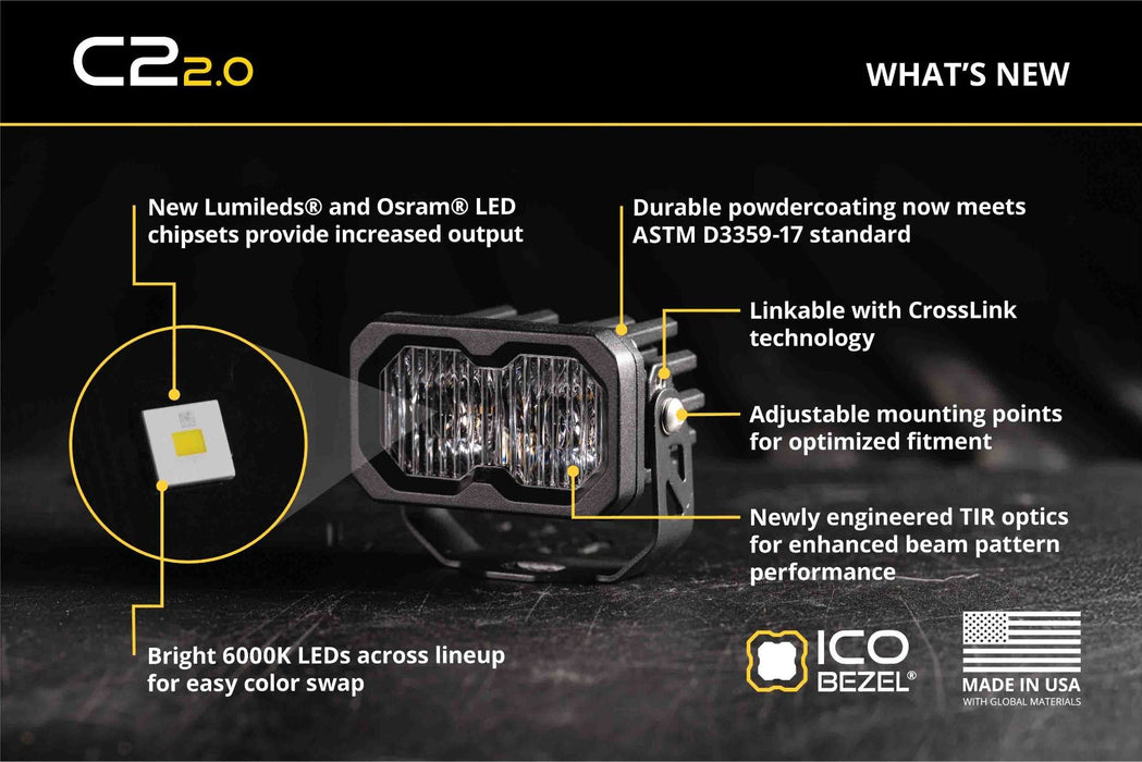 Diode Dynamics C2 2.0 SAE Yellow Pro LED Pod (pair)