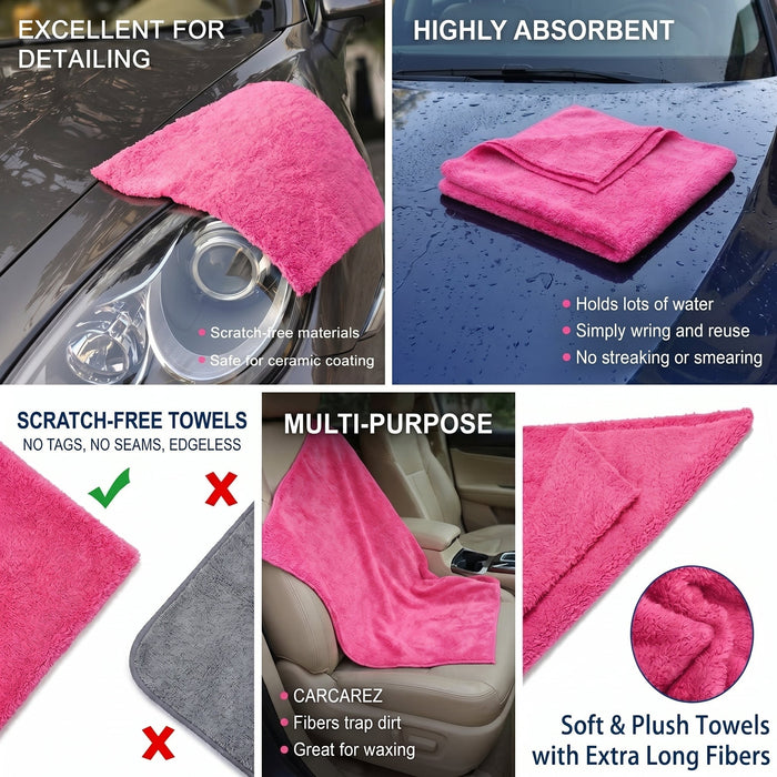 WASH&WHIPS Edgeless Microfiber Coral Fleece with Ultrasonic Edge 3 Pack