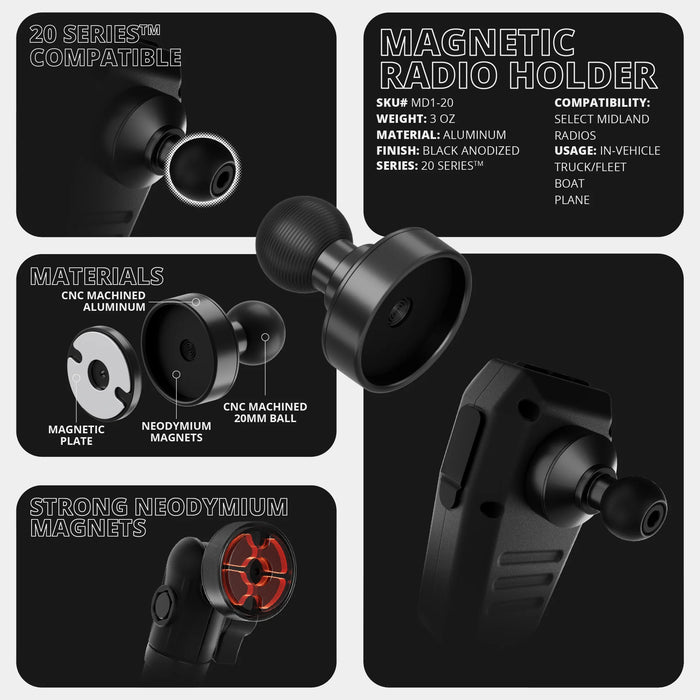 Tackform LINK™ Vent Mount Bracket With Midland MXT275 and MXT575 Magnetic CB Radio Mic Holder for Tundra (2014-2021)