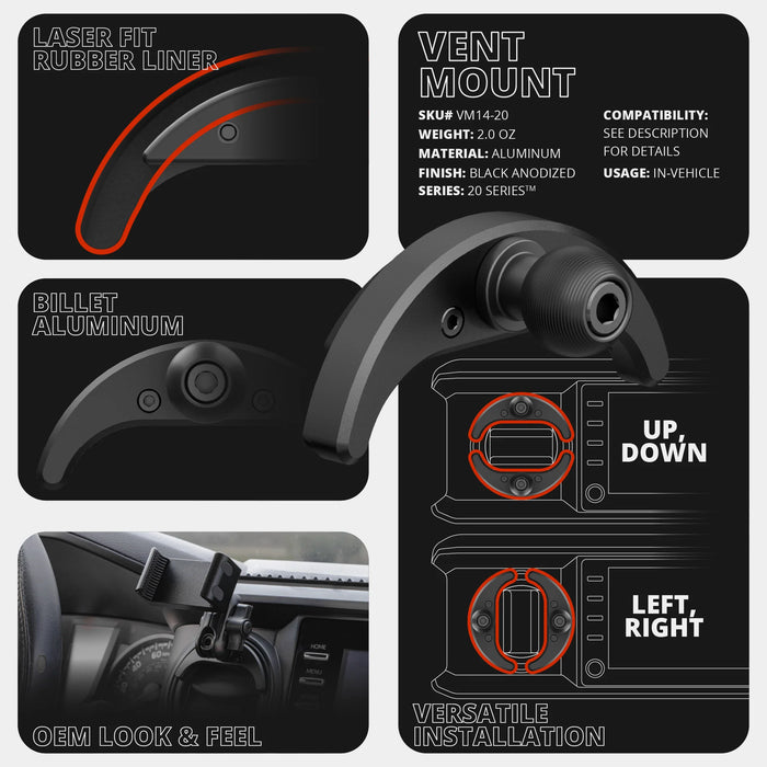 Tackform LINK™ Vent Mount Bracket With Magnetic Phone Holder for Tundra (2014-2021)