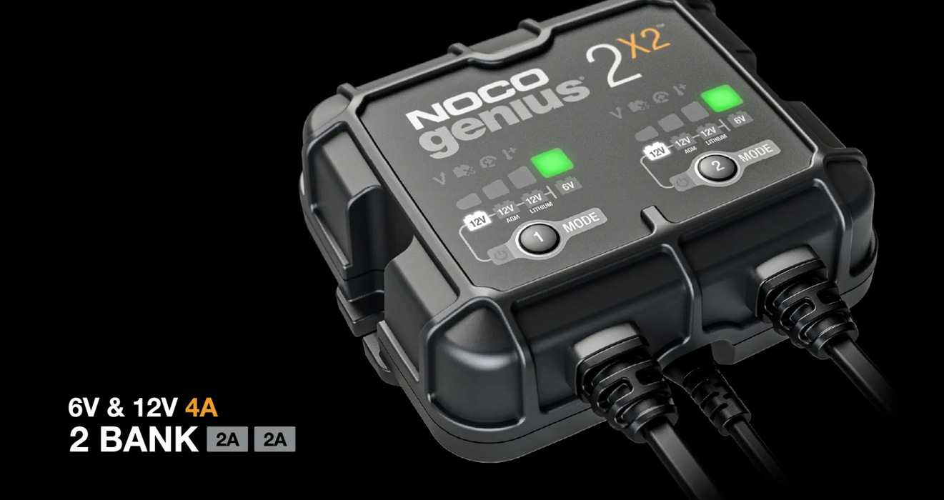 Noco GENIUS2X2 6V/12V 2-Bank 4A Smart Battery Charger