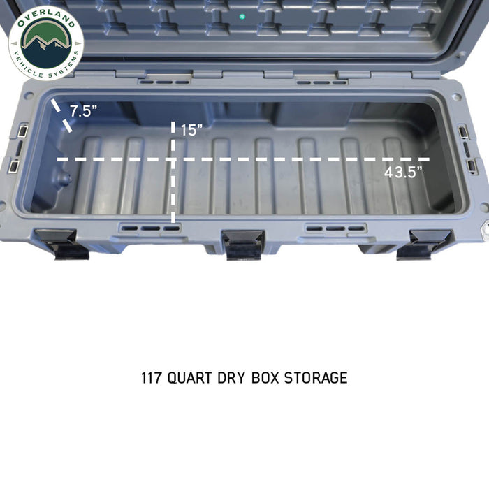 Overland Vehicle Systems D.B.S. Dark Grey 117 QT Dry Box W/Drain and Bottle Opener