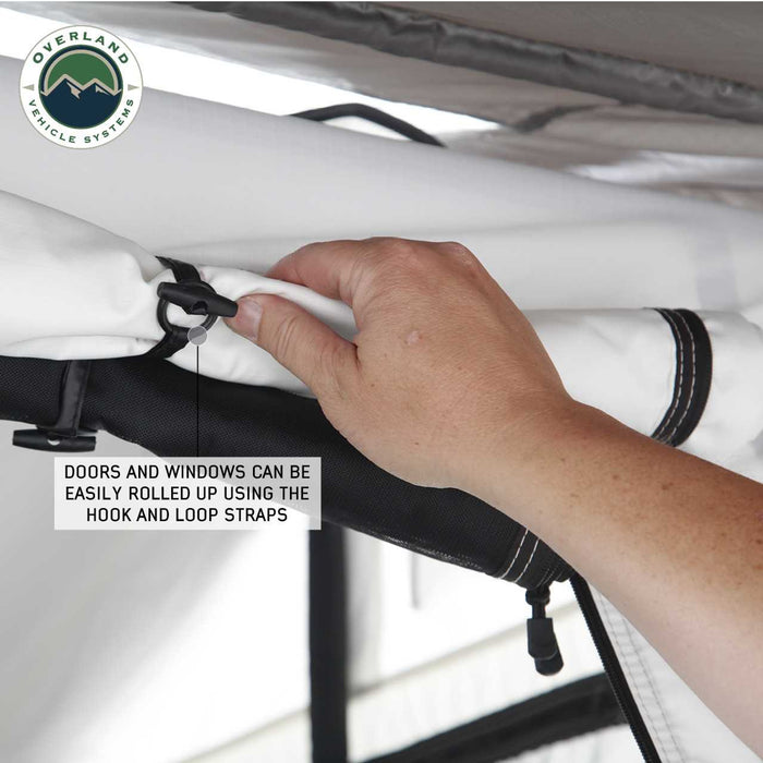 Overland Vehicle Systems HD Nomadic 3 Arctic White Extended Soft Shell Roof Top Tent