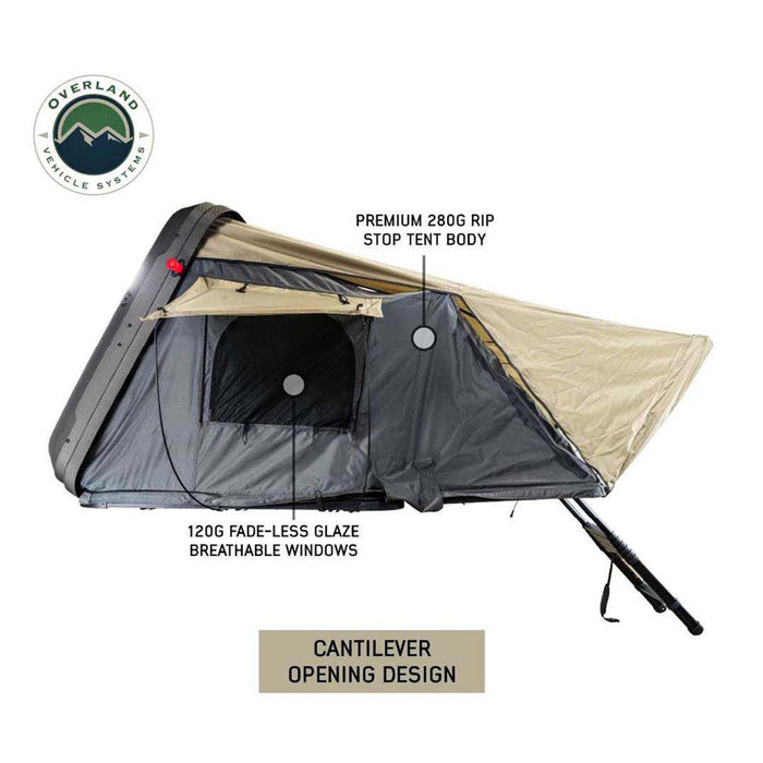 hard plastic tent Overland Vehicle Systems HD Bundu Cantilever Hard Shell Roof Top Tent