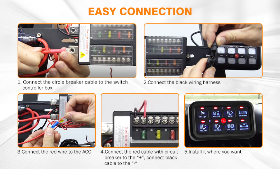 Auxbeam 8 Gang LED Switch Panel Kit (Two-Sided)