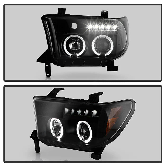 Spyder All Black Projector Headlights W/LED Halo for Tundra (2007–2013)