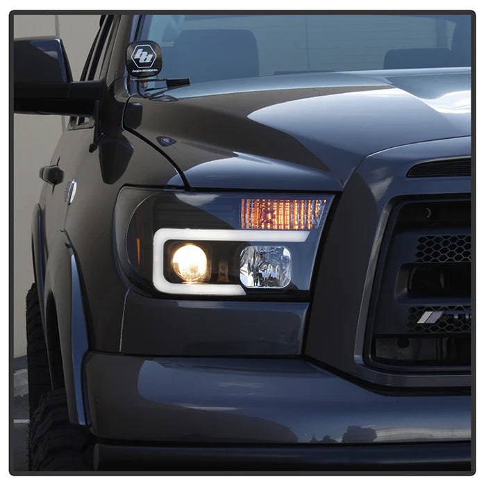 Spyder Black V2 Projector Headlights W/Light Bar DRL for Tundra (2007–2013)