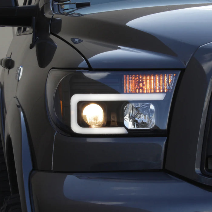 Spyder Black V2 Projector Headlights W/Light Bar DRL for Tundra (2007–2013)