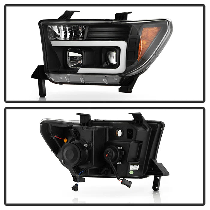 Spyder Black V2 Projector Headlights W/Light Bar DRL for Tundra (2007–2013)