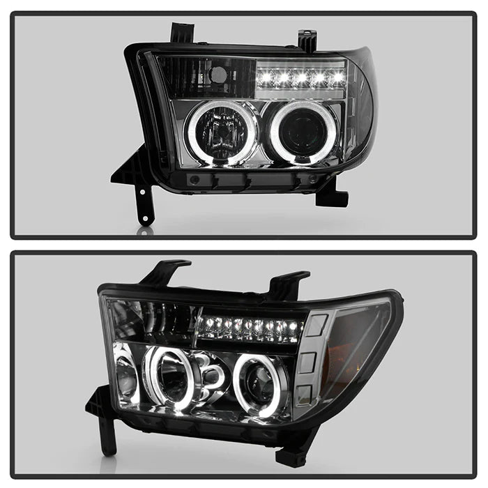 Spyder Smoke Projector Headlights W/LED Halo for Tundra (2007–2013)