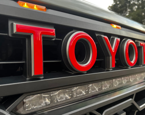 DKM Red Upper Grill TRD Letters – For Toyota Tundra 2022+ – Front Insert, NOT Decals – Made USA
