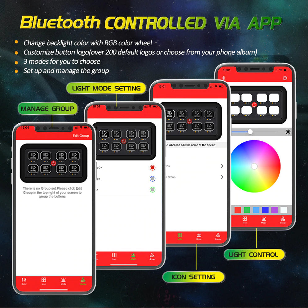 Auxbeam 8 Gang RGB Switch Panel Kit — Tundra Lifestyle