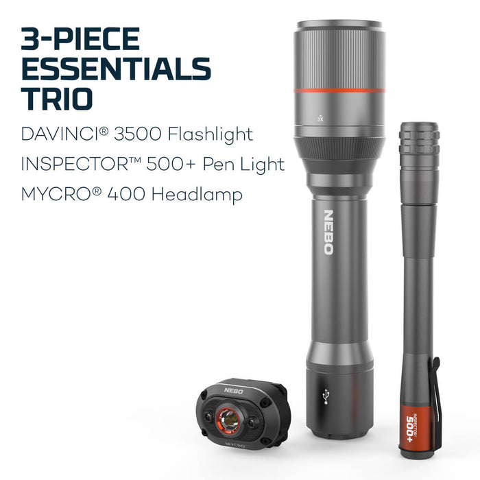 nebo flashlight accessories Nebo 3 Piece Rechargeable Essentials Kit